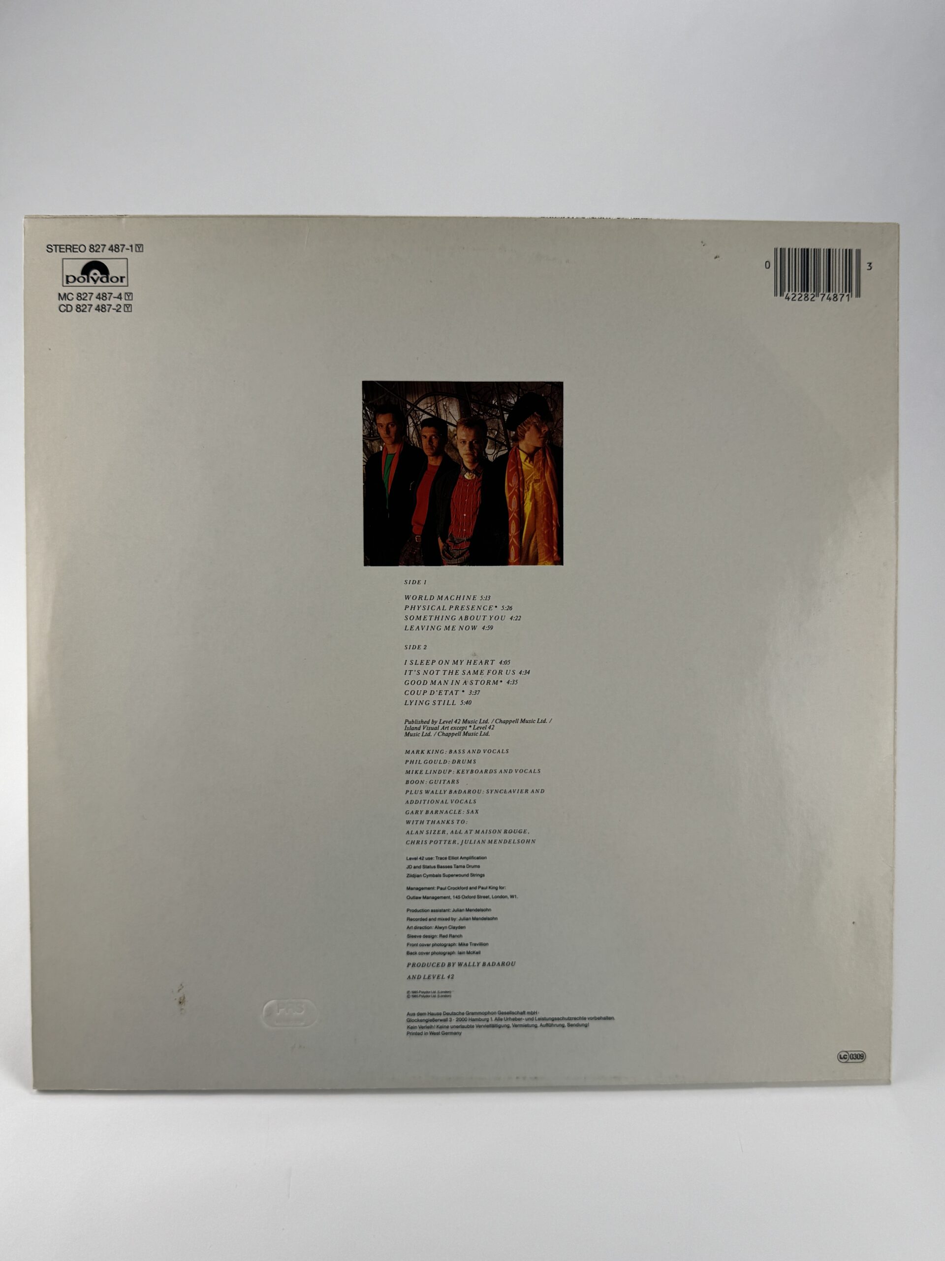 Level 42 – World Machine Vinyl von 1985, aktualisierte Rückseite