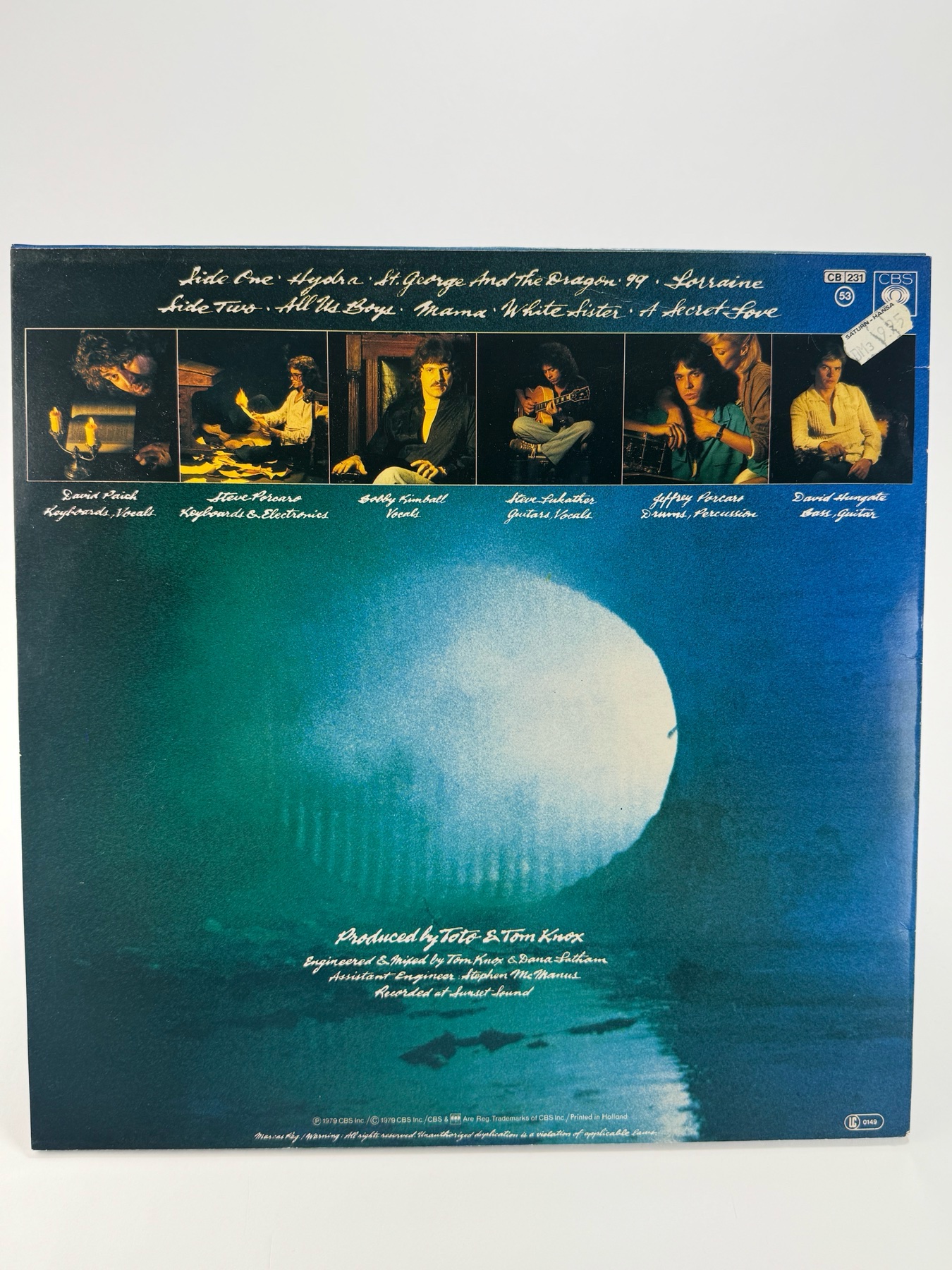 Toto – Hydra Vinyl-LP, Cover Rückseite